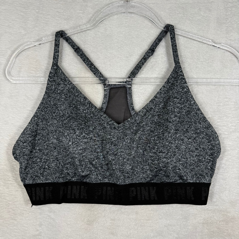 PINK Victoria's Secret Sport Ultimate Lightly Lined Gray Heather Bra‎ Large L G